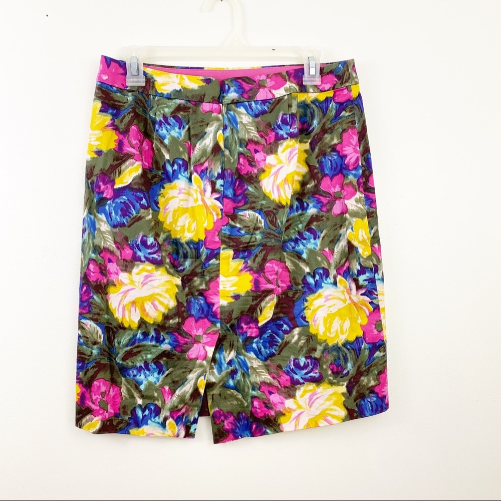 J. Crew Factory Watercolor Abstract Floral Skirt Size 6 - Picture 2 of 4